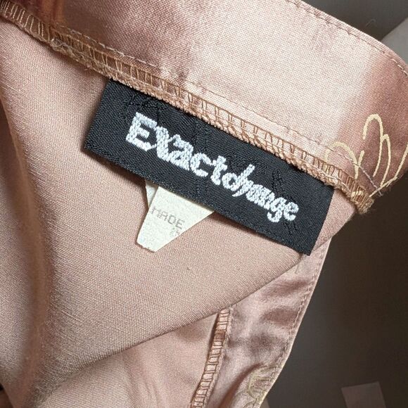 Vintage 1990s Exact Change Midi Skirt Floral Champagne USA Made Size 7 - Picture 8 of 10